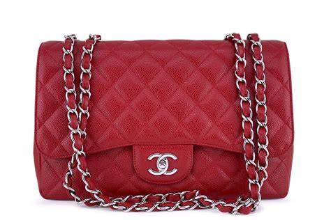 chanel classic red caviar